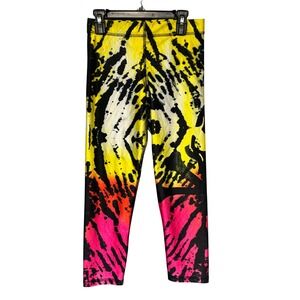 Zara‎ Terez for Soulcycle Tie Dye Leggings Small Yellow Pink Black Athletic